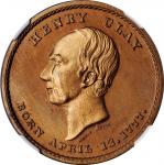 (1861) Henry Clay Medalet. By Joseph Merriam. Schenkman-C2. Copper. MS-64 RB (NGC).