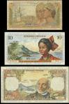French Antilles, Institut dEmission des Departments dOutre Mer, group of 3 notes, series of 1964, co