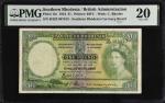 1954年南罗得西亚货币局 1 镑。SOUTHERN RHODESIA. The Southern Rhodesia Currency Board. 1 Pound, 1954. P-13c. PMG
