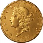 1904年美国自由女神20元金币，费城铸币局，含金量0.97安士，UNC