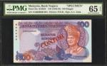 1983-84马来西亚国家银行100马币，样票。PMG Gem Uncirculated 65 EPQ.