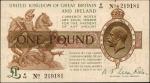GREAT BRITAIN. United Kingdom of Great Britain and Ireland. 1 Pound, ND (1919). P-357. Very Fine.