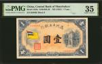 民国二十一年满洲中央银行壹圆。CHINA--PUPPET BANKS. Central Bank of Manchukuo. 1 Yuan, ND (1932). P-J125a. PMG Choic