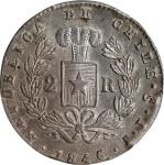 CHILE. 2 Reales, 1846/5-So IJ. Santiago Mint. PCGS AU-58.