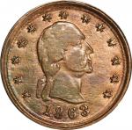 1863 NO COMPROMISE WITH TRAITORS Civil War token. Musante GW-654, Baker-490, Fuld-107/432d. Rarity-8