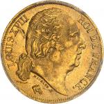 FRANCE - FRANCELouis XVIII (1814-1824). 20 francs tête nue 1818, W, Lille.  PCGS MS64 (33398057).Av.