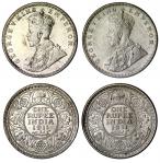 British India. George V (1910-1936). Mintmark pair of so-called "Pig" Rupees, 1911 (b) and (c). Crow