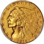 1914-D Indian Quarter Eagle. AU Details--Harshly Cleaned (PCGS).