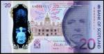 Bank of Scotland, £20 polymer issue, 1 June 2019, serial number AA 000111, purple, indigo and dark r