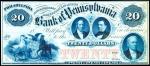 Philadelphia, Pennsylvania. Bank of Pennsylvania. ND (18xx). $20. About Uncirculated. Proof.