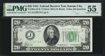 Fr. 2054-JLfb. 1934 $20  Federal Reserve Note. Kansas City. PMG About Uncirculated 55. Late Finish B
