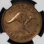 AUSTRALIA オーストラリア 1/2Penny 1959(m) NGC-PF63RD Proof UNC