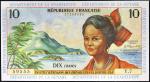 ANTILLES FRANÇAISES - FRENCH ANTILLES10 francs type “Femme antillaise” ND (1964). PMG 65 EPQ Gem Unc