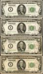 Lot of (4) Fr. 2150-A. 1928 $100 Federal Reserve Note. Boston. Very Fine to Extremely Fine.