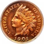 1901 Indian Cent. Snow-PR4. Repunched Date. Proof-67 RD (PCGS). CAC. OGH.