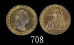 1795年英国乔治三世精铸铜质1/2便士后铸样币，铸打深峻，铜光逼人。PR65最高分PCGS仅评两枚1795 Soho Great Britain George III Brass Proof Pat
