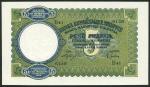 National Bank of Albania, 5 franga, ND 1939, serial number B41 6139, blue and green, bank title at t