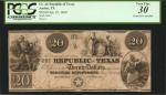 Austin, Texas. Republic of Texas. January 25, 1840. $20. PCGS Currency Very Fine 30.