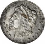 1896 Bryan Dollar. Type Metal. 85.1 mm. Schornstein-817, Zerbe-90. Extremely Fine.