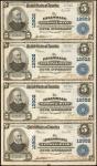 Hillsdale, New Jersey. $5 1902 Plain Back. Reconstructed Sheet of (4). Fr. 609. The Hillsdale NB. Ch