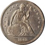 1842 Liberty Seated Silver Dollar. OC-2. Rarity-1. VF Details--Cleaned (PCGS).