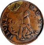 Undated (ca. 1652-1674) St. Patrick Farthing. Martin 1c.24-Ca.12, W-11500. Rarity-7+. Copper. Nothin