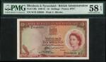 Bank of Rhodesia and Nyasaland, 10 Shillings, 25 January 1961, serial number W/31 949029, red-brown 