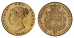 Great Britain. Victoria (1837-1901). Half Sovereign, 1852. First young head left, rev. First shield 