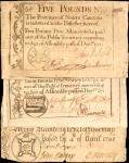 Lot of (3) North Carolina Colonial Notes. (2) NC-143 North Carolina, December 1771, 5 Pounds. NC-70 