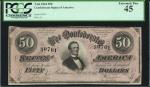 T-66. Confederate Currency. 1864 $50. PCGS Currency Extremely Fine 45.