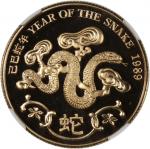 1989年香港精铸金章一组2枚，威尔斯亲王夫妇访港纪念及蛇年纪念，NGC均评PGF69 Ultra Cameo