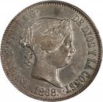 PHILIPPINES. 50 Centimos, 1868. Manila Mint. Isabel II. PCGS AU-55.
