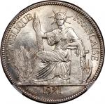 1895-A 法属安南1元银币，带原光，NGC AU58，编号6136719-030