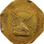 1851 Augustus Humbert $50. Reeded Edge. K-6. Rarity-4. 887 THOUS., Target Reverse. EF Details--Rim D
