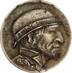 1924 Bearded Man with Bowler Hat / Man with Hat and Knapsack Hobo Nickel. Host coin Extremely Fine.