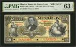 MEXICO. El Banco de Nuevo Leon. 50 Pesos, ND (1897 to 1913). P-S363s. Specimen. PMG Choice Uncircula