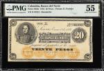 COLOMBIA. Banco del Norte. 20 Pesos, 1882. P-S684r. Remainder. PMG About Uncirculated 55.