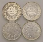 World Coins FRANCIA Lotto di 4 monete da 10 franchi in AG come da foto. Da esaminare   1247