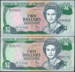 BERMUDA. Lot of (2) Bermuda Monetary Authority. 2 Dollars, 1996-97. P-40ab & 40Ab. Extremely Fine to