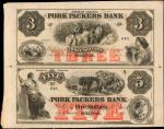 Sullivan, Illinois. Pork Packers Bank. ND (18xx). Uncut Pair $3-$5. Choice About Uncirculated.