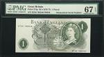 1970-77年英国银行1镑。编号不匹配错体。GREAT BRITAIN. Bank of England. 1 Pound, ND (1970-77). P-374g. Mismatched Ser