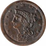 1854 Braided Hair Half Cent. C-1. Rarity-1. About Uncirculated.