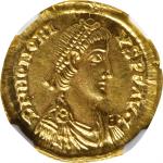 HONORIUS, A.D. 393-423. AV Solidus (4.48 gms), Rome Mint, A.D. 404-416. NGC MS, Strike: 5/5 Surface:
