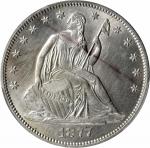 1877-CC Liberty Seated Half Dollar. Type II Reverse. WB-13. Rarity-2. Medium CC. Unc Details--Cleane