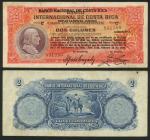 Banco Nacional De Costa Rica, 2 Colones, 15 February 1939, serial number C 831780, orange, Columbus 