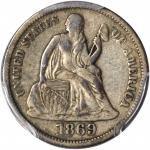 1869-S Liberty Seated Dime. VF-25 (PCGS).