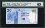 Bank of China, Hong Kong, $20, 1.7.2015, near solid serial number FA 188888, (Pick 341e), PMG 65EPQ 