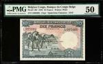 BELGIAN CONGO. Banque du Congo Belge. 10 Francs, 1944. P-14D. PMG About Uncirculated 50.
