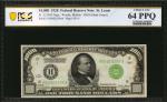 Fr. 2210-H. 1928 $1000 Federal Reserve Note. St. Louis. PCGS Banknote Choice Uncirculated 64 PPQ.