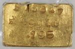 1949-51年台湾中央造币厂贰钱布图金粒，重6.08克，正面铸有成色 (0.991)，市两(.195)等资讯，背